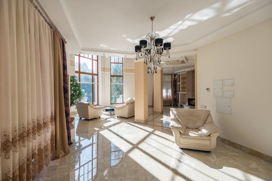Bright living room with newly installed replacement windows